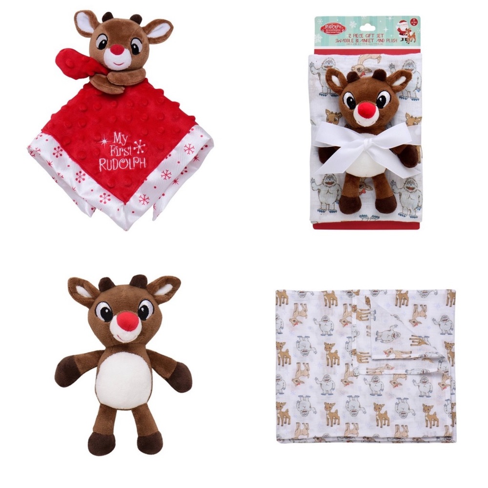 3 piece Rudolph the Red-Nosed Reindeer Baby Blanket, Snuggie,  & Toy Set